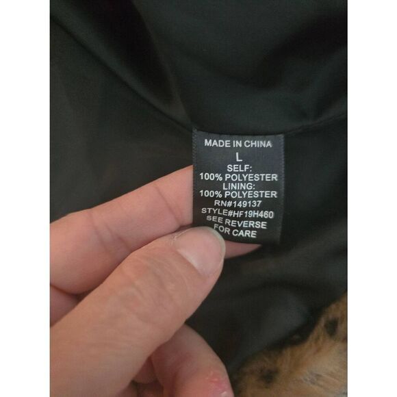 Women's Hyfve Animal Leopard Print Open Front Hooded Jacket Coat Size Large‎ - Picture 5 of 8